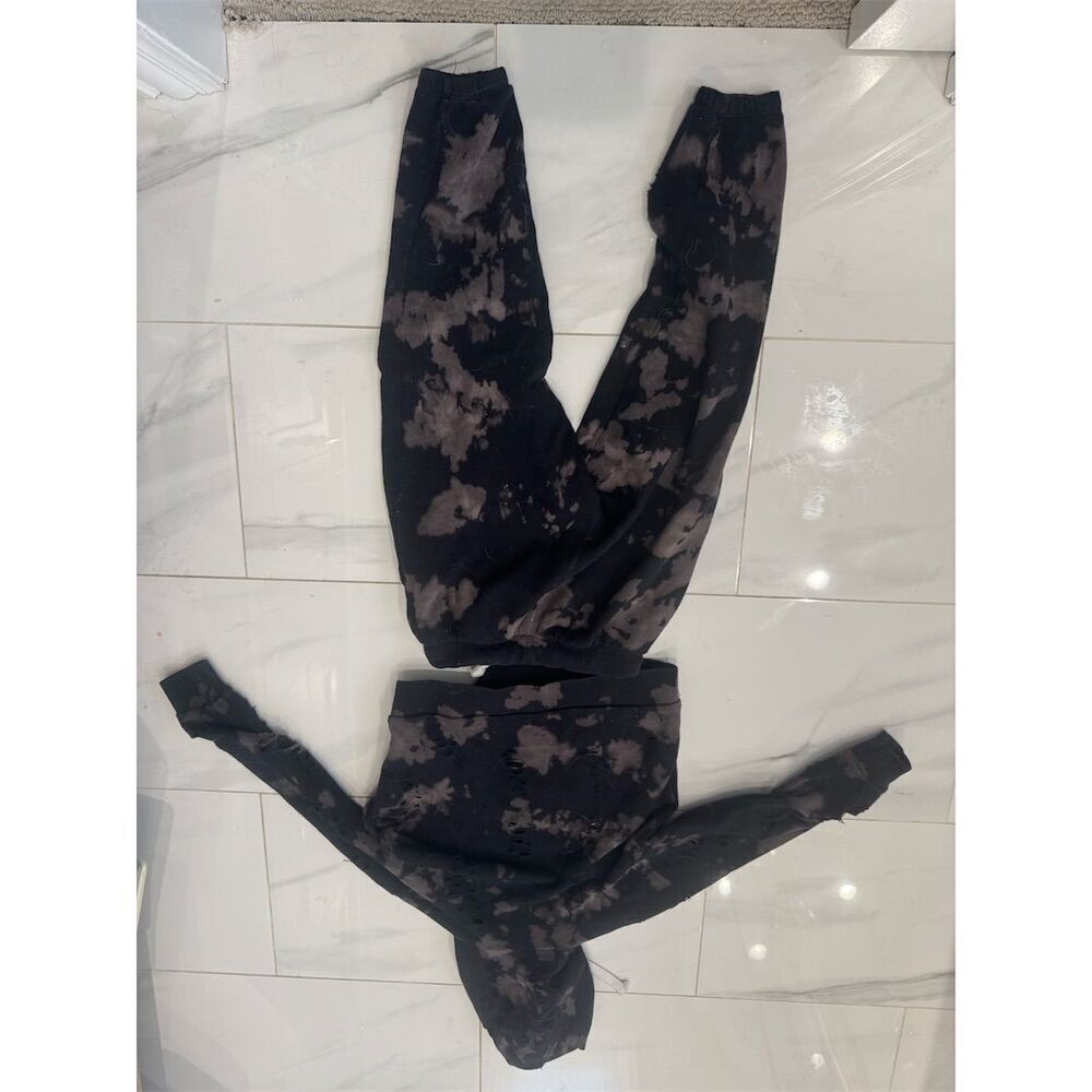 KatieJNYC Tie-Dye Jogger Set Black Hoodie & Pants - Picture 2 of 3